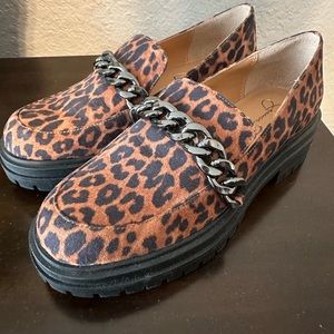 Jessica Simpson leopard loafers